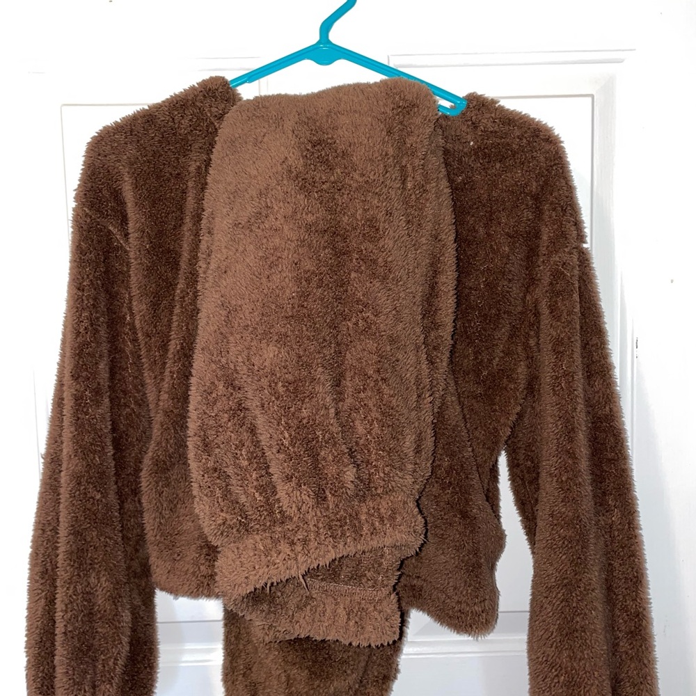 Zara Brown Plush Loungewear Set
